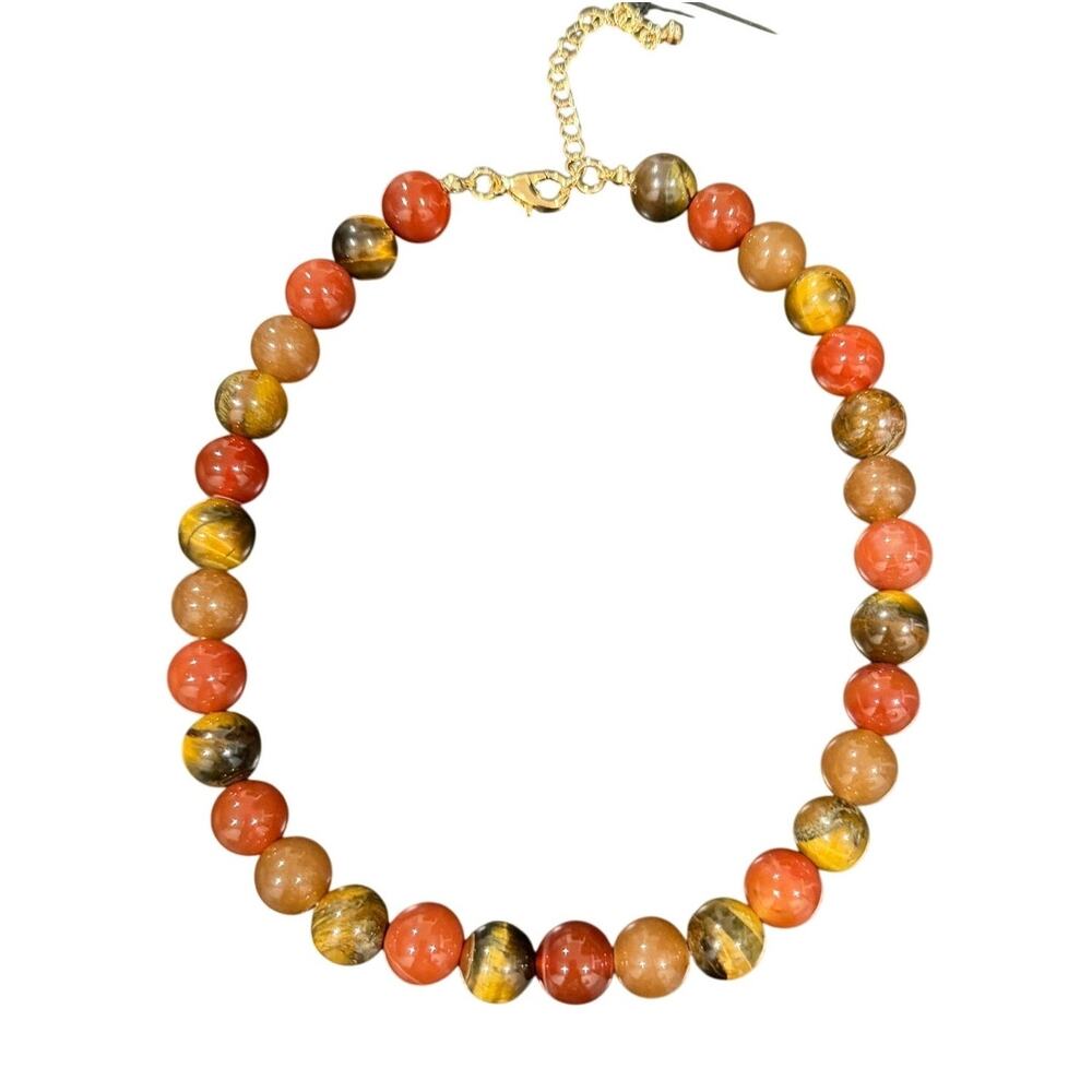 House of Harlow 1960 Tigers Eye & Red Jasper Genuine Stone Beaded Necklace (NWT)